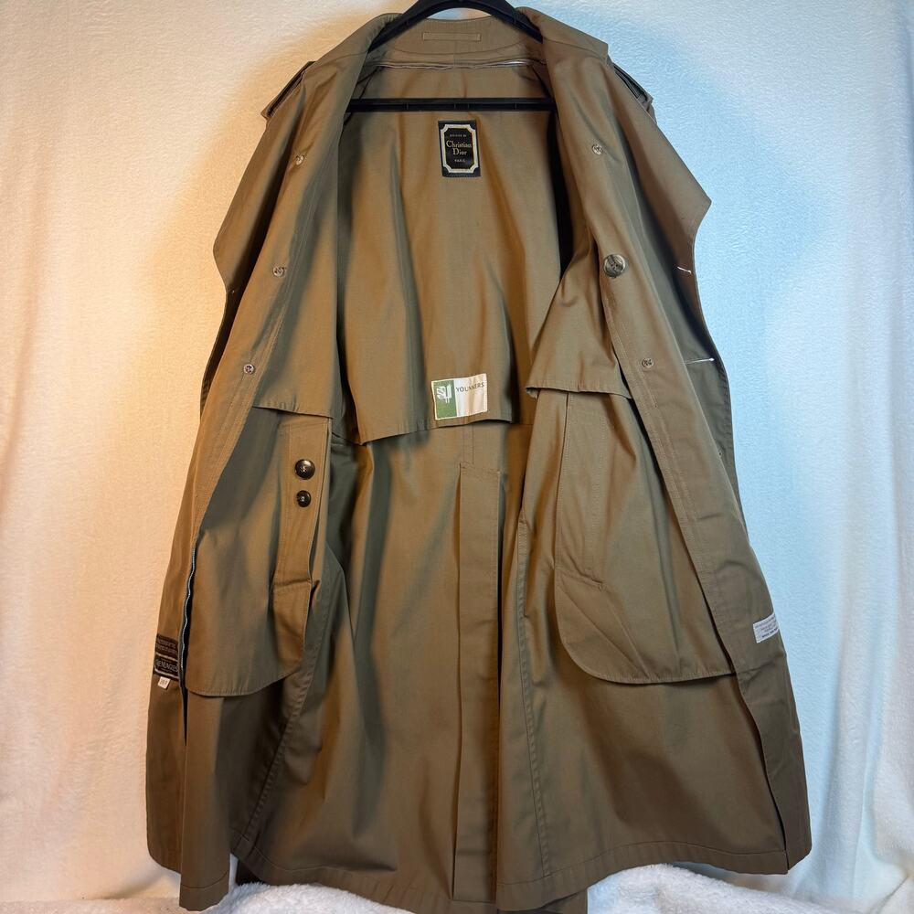Vintage Christian Dior 80's Era Brown Trench Coat w/Detachable Wool Liner 38R - Picture 14 of 16